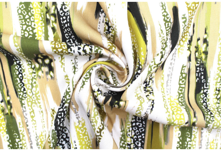 Tissu Gabardine Viscose Imprimé Rayure Félin Vert Anis de Qualité, Tissu au mètre, Tissu pas cher - Alltissus.com