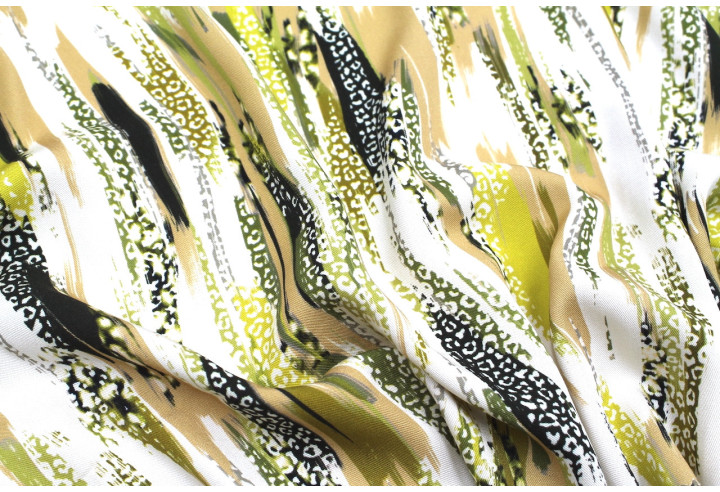 Tissu Gabardine Viscose Imprimé Rayure Félin Vert Anis de Qualité, Tissu au mètre, Tissu pas cher - Alltissus.com