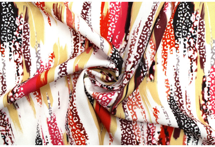 Tissu Gabardine Viscose Imprimé Rayure Félin Rouge de Qualité, Tissu au mètre, Tissu pas cher - Alltissus.com