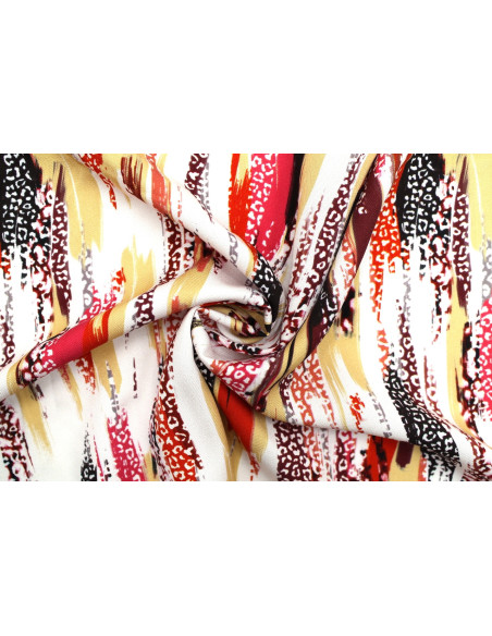 Tissu Gabardine Viscose Imprimé Rayure Félin Rouge de Qualité, Tissu au mètre, Tissu pas cher - Alltissus.com