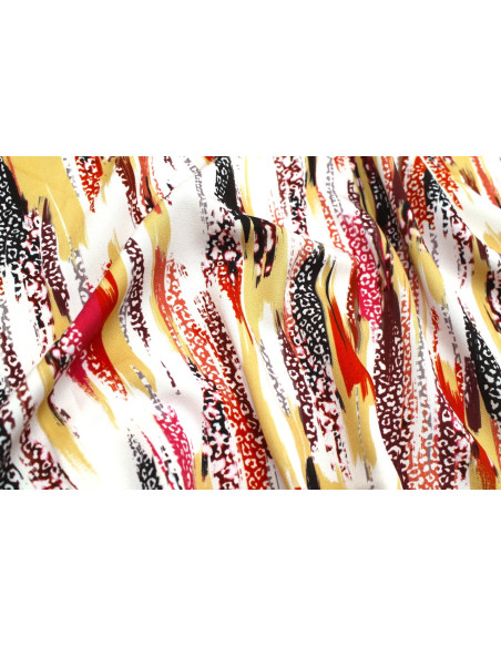 Tissu Gabardine Viscose Imprimé Rayure Félin Rouge de Qualité, Tissu au mètre, Tissu pas cher - Alltissus.com