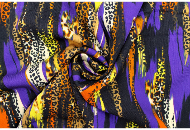 Tissu Gabardine Viscose Imprimé Rayure Félin Violet de Qualité, Tissu au mètre, Tissu pas cher - Alltissus.com