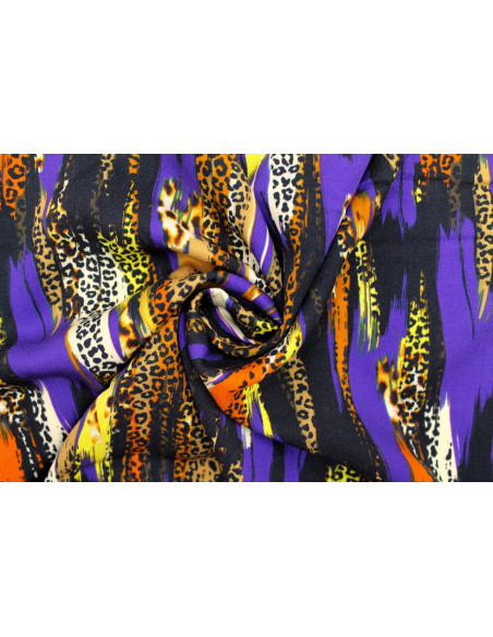 Tissu Gabardine Viscose Imprimé Rayure Félin Violet de Qualité, Tissu au mètre, Tissu pas cher - Alltissus.com