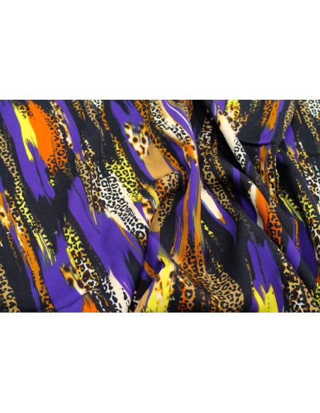 Tissu Gabardine Viscose Imprimé Rayure Félin Violet de Qualité, Tissu au mètre, Tissu pas cher - Alltissus.com