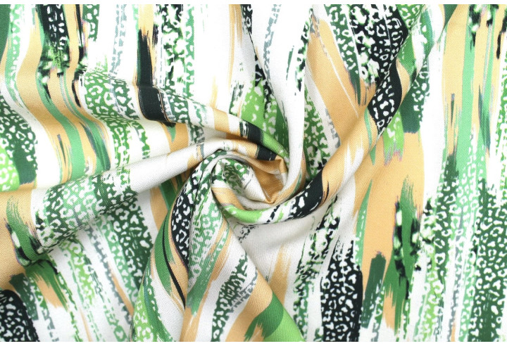 Tissu Gabardine Viscose Imprimé Rayure Félin Vert Drapeau de Qualité, Tissu au mètre, Tissu pas cher - Alltissus.com