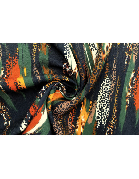 Tissu Gabardine Viscose Imprimé Rayure Félin Vert Foncé de Qualité, Tissu au mètre, Tissu pas cher - Alltissus.com