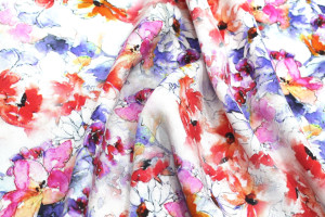 Tissu Gabardine Viscose Imprimé Fleur Edel Rouge et Violet de Qualité, Tissu au mètre, Tissu pas cher - Alltissus.com 2