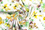 Tissu Gabardine Viscose Imprimé Fleur Edel Safran et Vert de Qualité, Tissu au mètre, Tissu pas cher - Alltissus.com