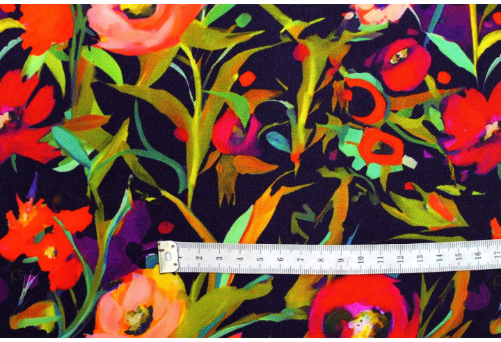 Tissu Gabardine Viscose Imprimé Mélange de fleurs Marine de Qualité, Tissu au mètre, Tissu pas cher - Alltissus.com