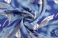Tissu Gabardine Viscose Imprimé Feuille Plume Bleu de Qualité, Tissu au mètre, Tissu pas cher - Alltissus.com