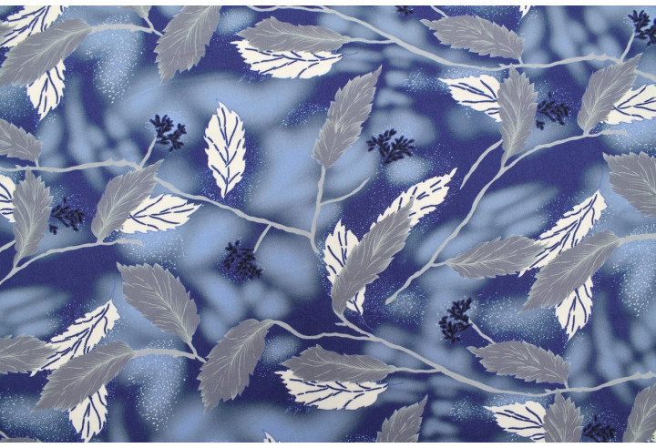 Tissu Gabardine Viscose Imprimé Feuille Plume Bleu de Qualité, Tissu au mètre, Tissu pas cher - Alltissus.com