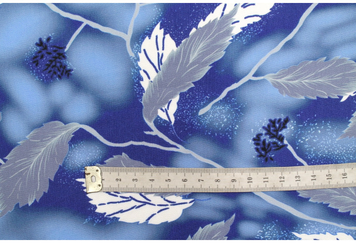 Tissu Gabardine Viscose Imprimé Feuille Plume Bleu de Qualité, Tissu au mètre, Tissu pas cher - Alltissus.com