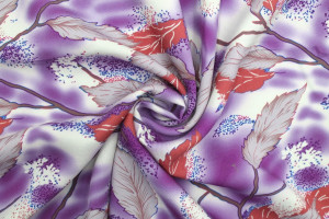 Tissu Gabardine Viscose Imprimé Feuille Plume Bleu de Qualité, Tissu au mètre, Tissu pas cher - Alltissus.com