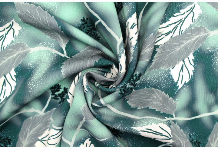 Tissu Gabardine Viscose Imprimé Feuille Plume Canard de Qualité, Tissu au mètre, Tissu pas cher - Alltissus.com