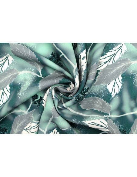 Tissu Gabardine Viscose Imprimé Feuille Plume Canard de Qualité, Tissu au mètre, Tissu pas cher - Alltissus.com