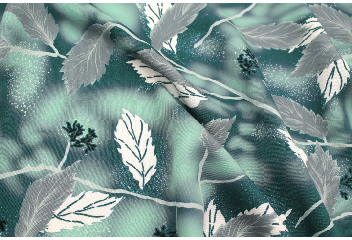 Tissu Gabardine Viscose Imprimé Feuille Plume Canard de Qualité, Tissu au mètre, Tissu pas cher - Alltissus.com