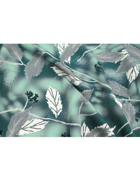 Tissu Gabardine Viscose Imprimé Feuille Plume Canard de Qualité, Tissu au mètre, Tissu pas cher - Alltissus.com