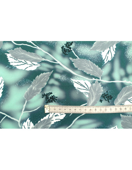 Tissu Gabardine Viscose Imprimé Feuille Plume Canard de Qualité, Tissu au mètre, Tissu pas cher - Alltissus.com