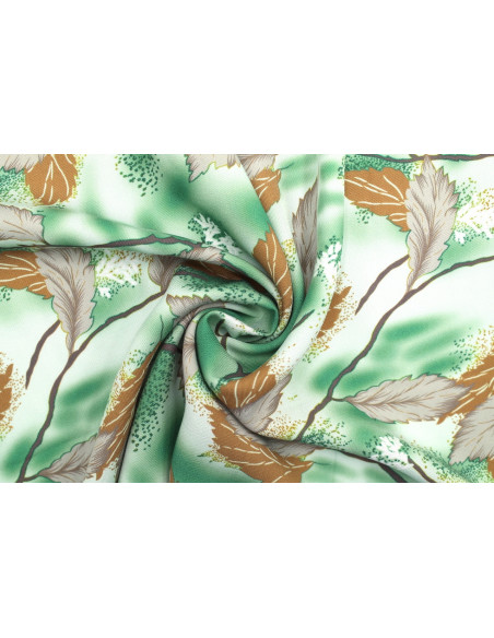 Tissu Gabardine Viscose Imprimé Feuille Plume Vert de Qualité, Tissu au mètre, Tissu pas cher - Alltissus.com