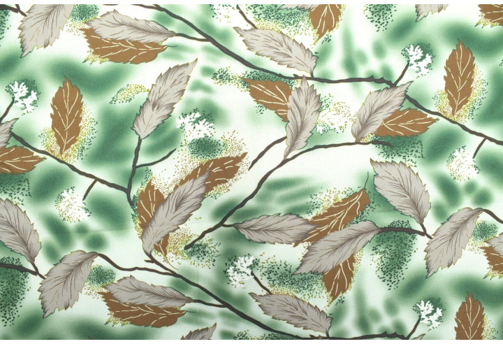 Tissu Gabardine Viscose Imprimé Feuille Plume Vert de Qualité, Tissu au mètre, Tissu pas cher - Alltissus.com