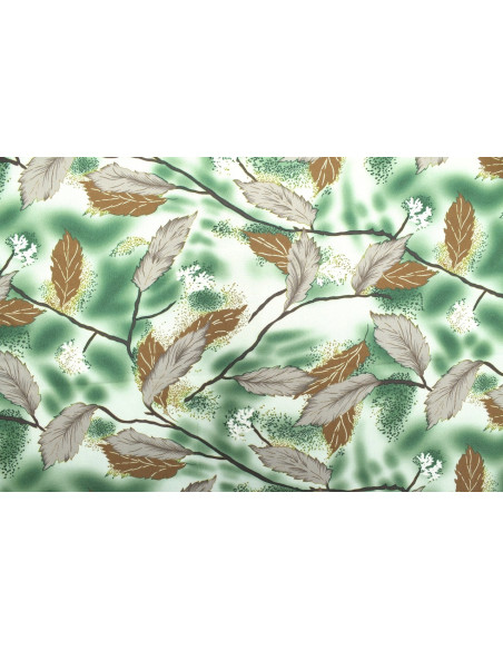 Tissu Gabardine Viscose Imprimé Feuille Plume Vert de Qualité, Tissu au mètre, Tissu pas cher - Alltissus.com