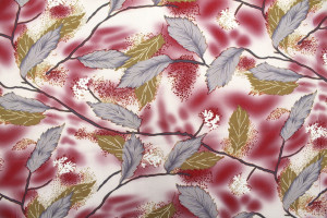 Tissu Gabardine Viscose Imprimé Feuille Plume Rouge de Qualité, Tissu au mètre, Tissu pas cher - Alltissus.com 2