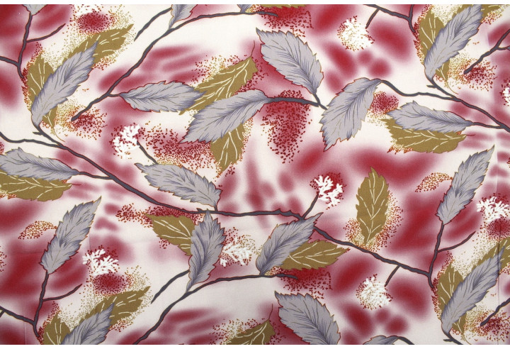 Tissu Gabardine Viscose Imprimé Feuille Plume Rouge de Qualité, Tissu au mètre, Tissu pas cher - Alltissus.com