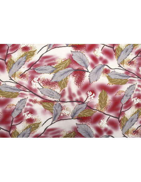 Tissu Gabardine Viscose Imprimé Feuille Plume Rouge de Qualité, Tissu au mètre, Tissu pas cher - Alltissus.com