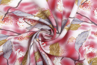 Tissu Gabardine Viscose Imprimé Feuille Plume Rouge de Qualité, Tissu au mètre, Tissu pas cher - Alltissus.com
