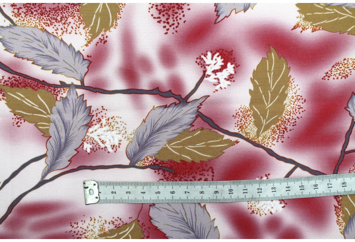 Tissu Gabardine Viscose Imprimé Feuille Plume Rouge de Qualité, Tissu au mètre, Tissu pas cher - Alltissus.com