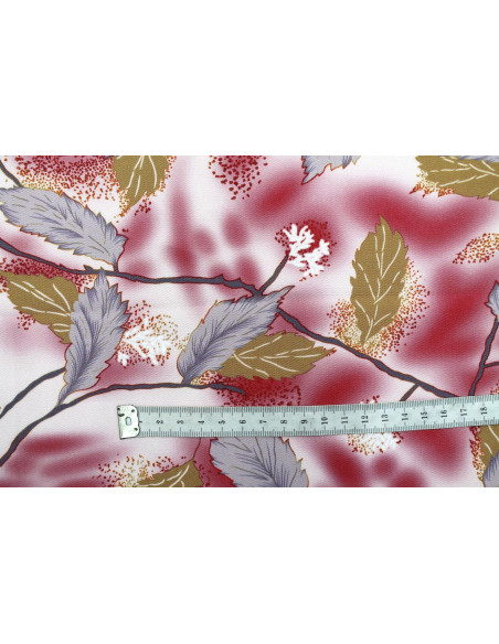 Tissu Gabardine Viscose Imprimé Feuille Plume Rouge de Qualité, Tissu au mètre, Tissu pas cher - Alltissus.com