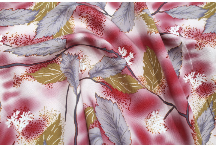 Tissu Gabardine Viscose Imprimé Feuille Plume Rouge de Qualité, Tissu au mètre, Tissu pas cher - Alltissus.com