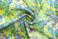 Tissu Gabardine Viscose Imprimé Buisson Vert et Bleu de Qualité, Tissu au mètre, Tissu pas cher - Alltissus.com
