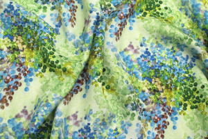 Tissu Gabardine Viscose Imprimé Buisson Vert et Bleu de Qualité, Tissu au mètre, Tissu pas cher - Alltissus.com 2
