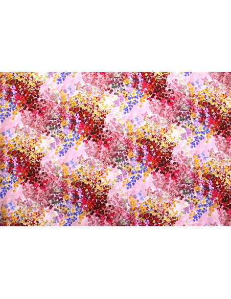 Tissu Gabardine Viscose Imprimé Buisson Rouge et Orange de Qualité, Tissu au mètre, Tissu pas cher - Alltissus.com