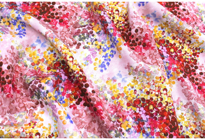 Tissu Gabardine Viscose Imprimé Buisson Rouge et Orange de Qualité, Tissu au mètre, Tissu pas cher - Alltissus.com