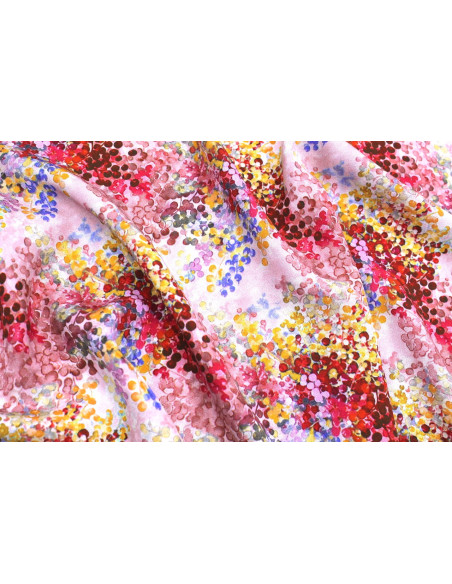 Tissu Gabardine Viscose Imprimé Buisson Rouge et Orange de Qualité, Tissu au mètre, Tissu pas cher - Alltissus.com