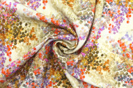 Tissu Gabardine Viscose Imprimé Buisson Beige et Orange de Qualité, Tissu au mètre, Tissu pas cher - Alltissus.com