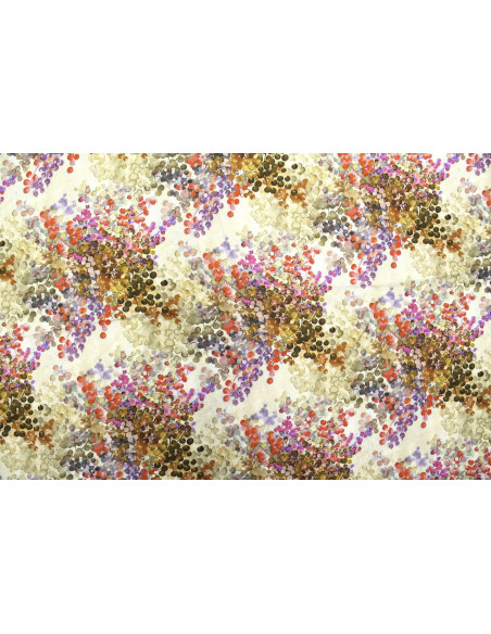 Tissu Gabardine Viscose Imprimé Buisson Beige et Orange de Qualité, Tissu au mètre, Tissu pas cher - Alltissus.com