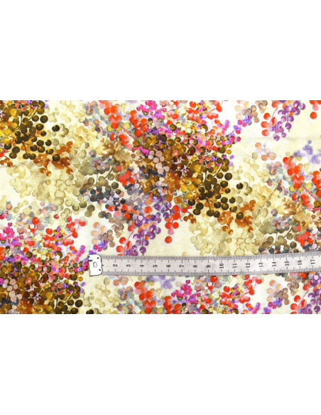 Tissu Gabardine Viscose Imprimé Buisson Beige et Orange de Qualité, Tissu au mètre, Tissu pas cher - Alltissus.com