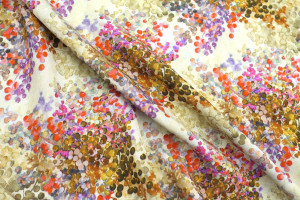 Tissu Gabardine Viscose Imprimé Buisson Beige et Orange de Qualité, Tissu au mètre, Tissu pas cher - Alltissus.com 2