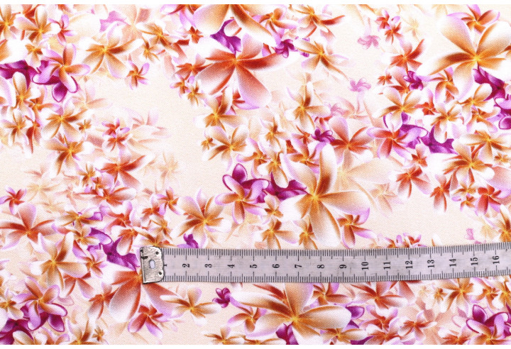 Tissu Gabardine Viscose Imprimé Fleur Cassandra Beige de Qualité, Tissu au mètre, Tissu pas cher - Alltissus.com