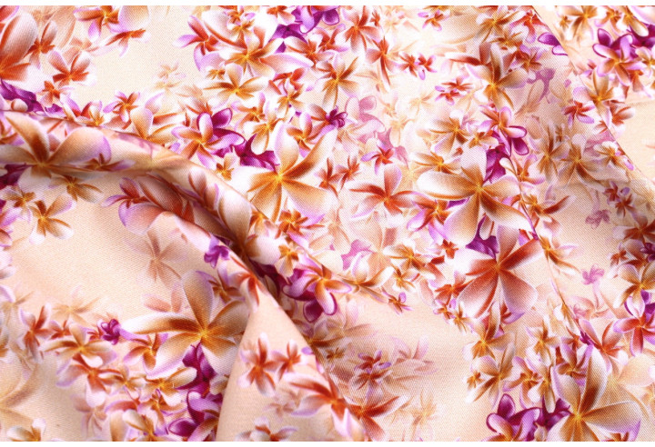 Tissu Gabardine Viscose Imprimé Fleur Cassandra Beige de Qualité, Tissu au mètre, Tissu pas cher - Alltissus.com