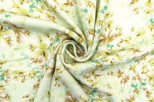 Tissu Gabardine Viscose Imprimé Fleur Cassandra Vert de Qualité, Tissu au mètre, Tissu pas cher - Alltissus.com