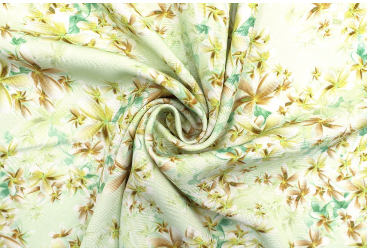 Tissu Gabardine Viscose Imprimé Fleur Cassandra Vert de Qualité, Tissu au mètre, Tissu pas cher - Alltissus.com