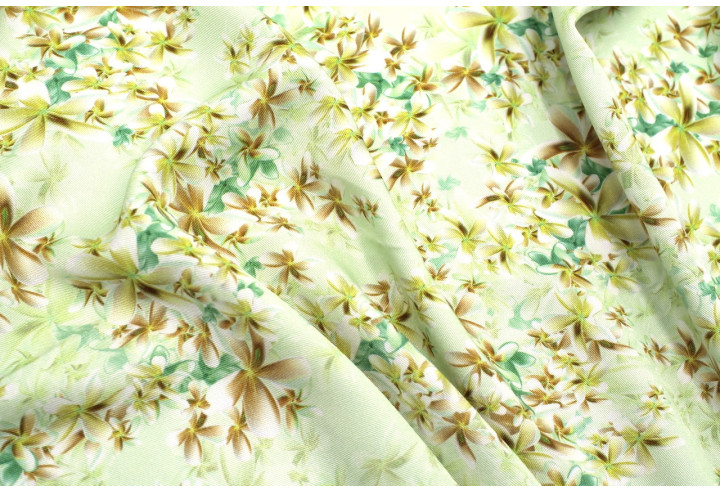 Tissu Gabardine Viscose Imprimé Fleur Cassandra Vert de Qualité, Tissu au mètre, Tissu pas cher - Alltissus.com