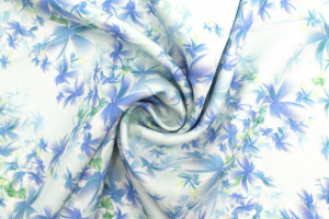 Tissu Gabardine Viscose Imprimé Fleur Cassandra Turquoise de Qualité, Tissu au mètre, Tissu pas cher - Alltissus.com