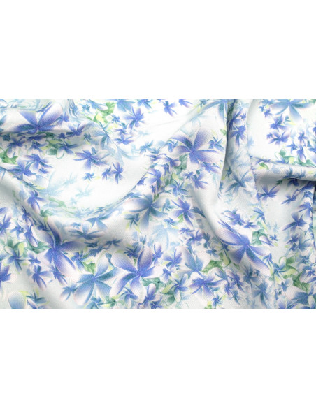 Tissu Gabardine Viscose Imprimé Fleur Cassandra Turquoise de Qualité, Tissu au mètre, Tissu pas cher - Alltissus.com