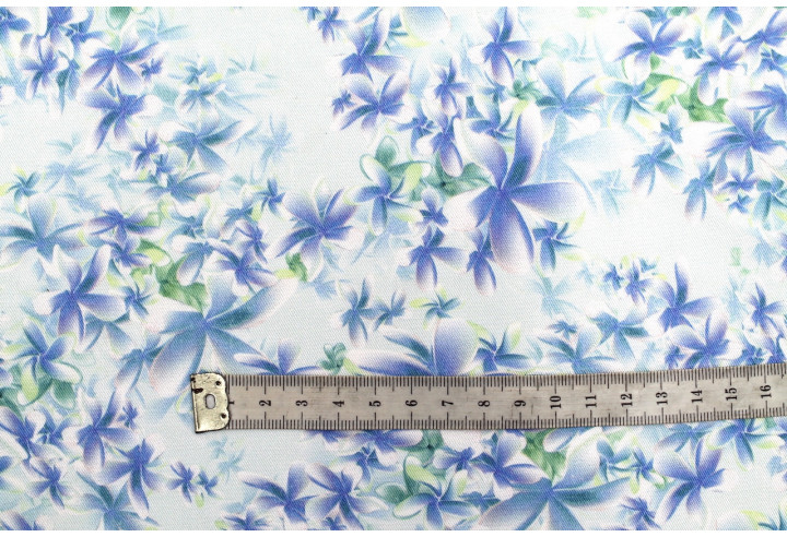 Tissu Gabardine Viscose Imprimé Fleur Cassandra Turquoise de Qualité, Tissu au mètre, Tissu pas cher - Alltissus.com