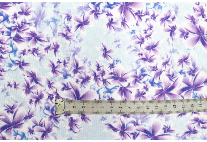 Tissu Gabardine Viscose Imprimé Fleur Cassandra Bleu de Qualité, Tissu au mètre, Tissu pas cher - Alltissus.com